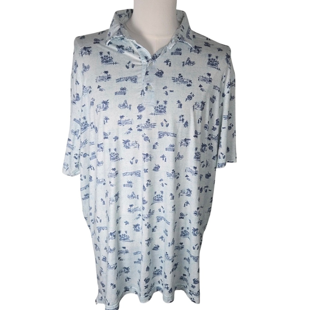 Johnnie-O Featherweight Polo XXL Tiki Bar Print UPF 50 Hammock Bay Golf - Picture 12 of 15